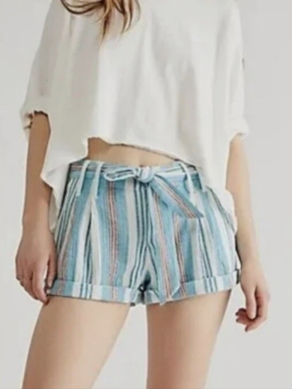Free People Barbados Blooms Shorts Size 10 Cotton Gauzy Coastal Beach Vibe